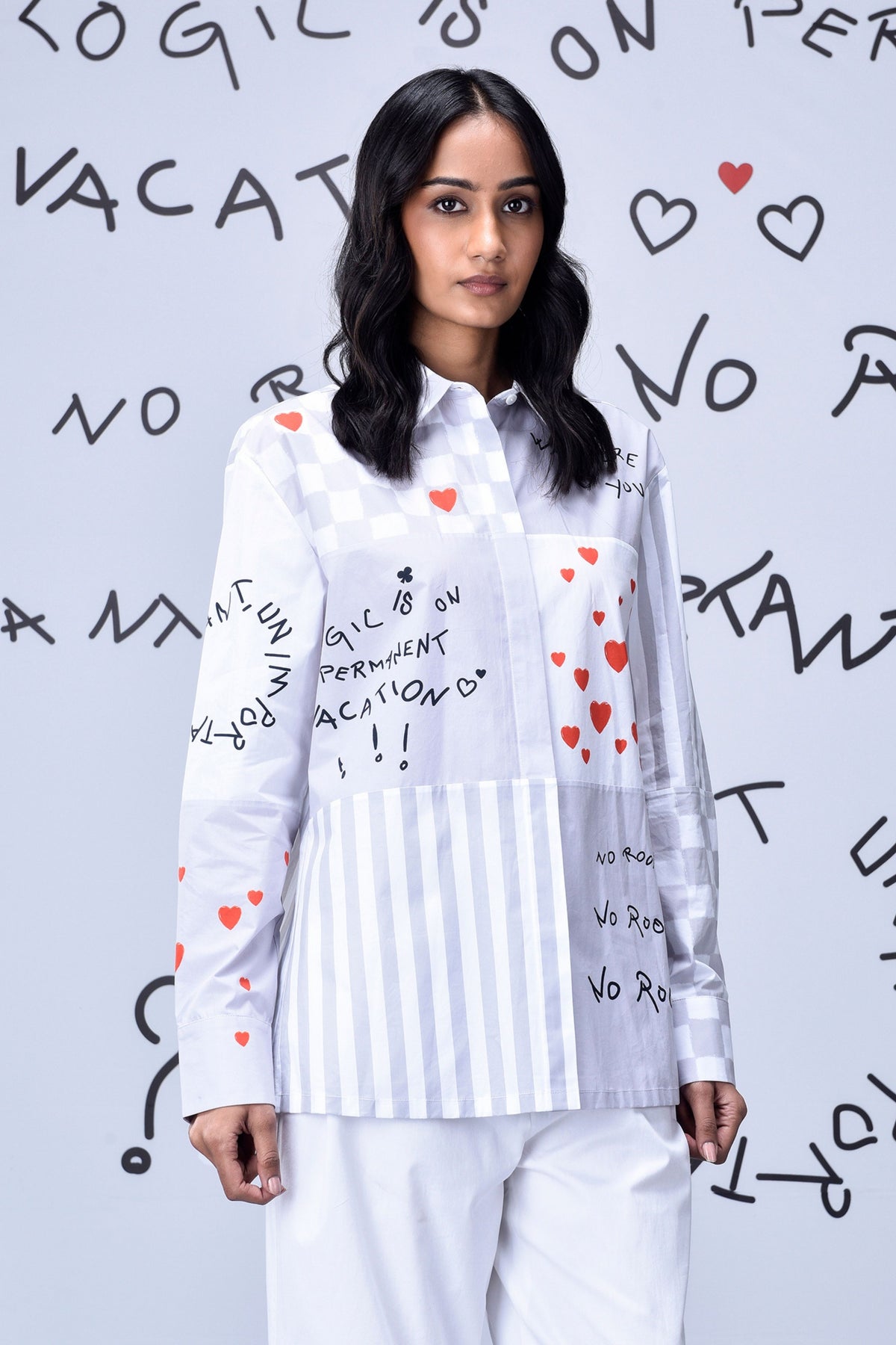 Women&#39;s Chess Board Shirt Pearl Grey