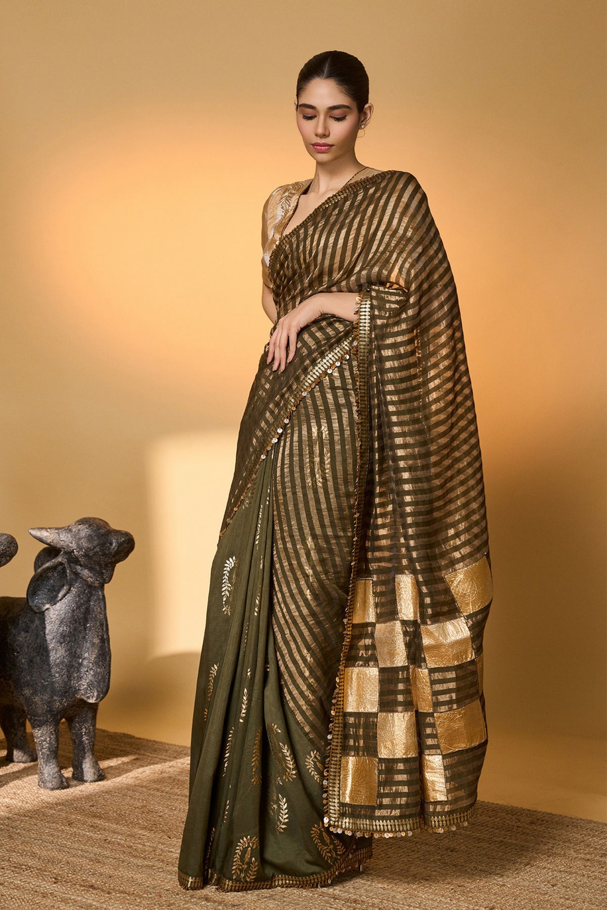 Plum Corncrest Gota Saree