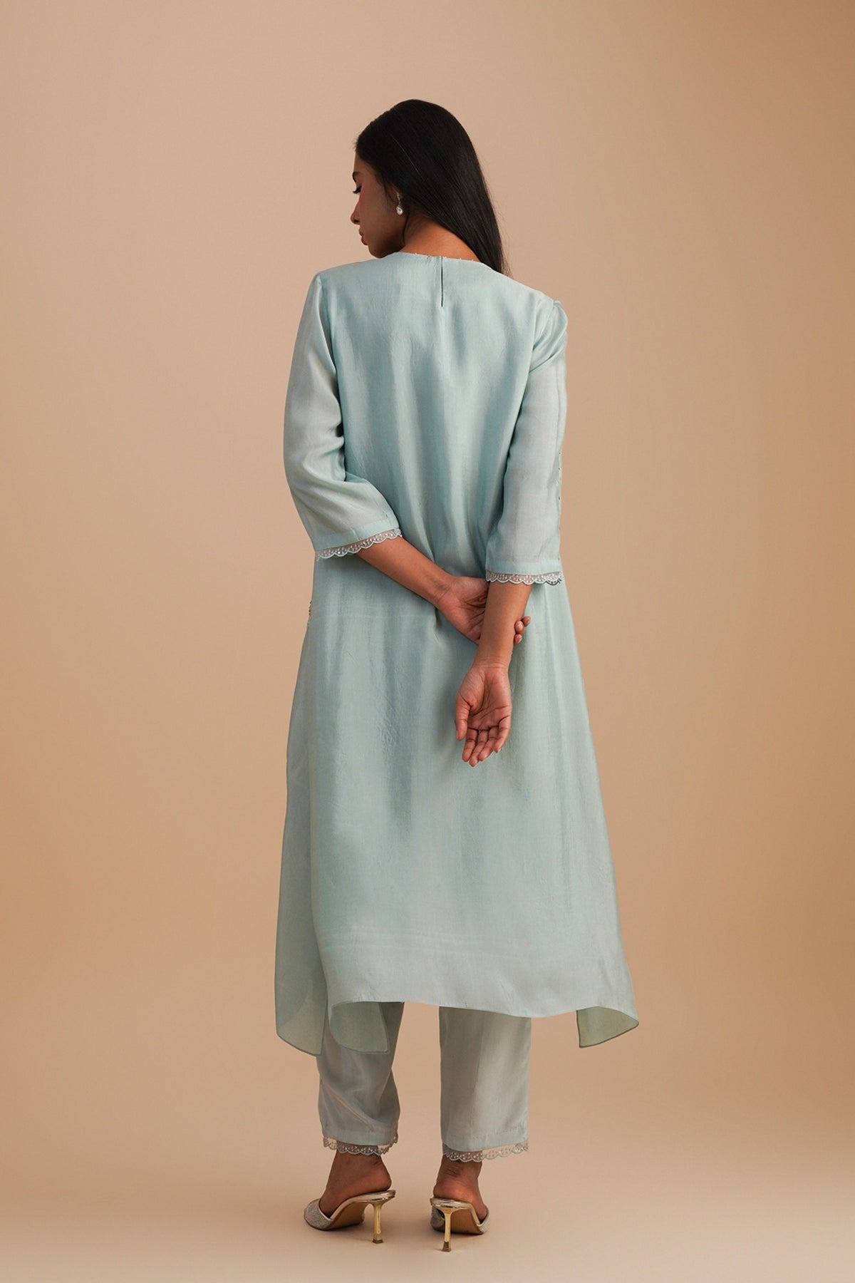 Organza Powder Blue Kurta Set