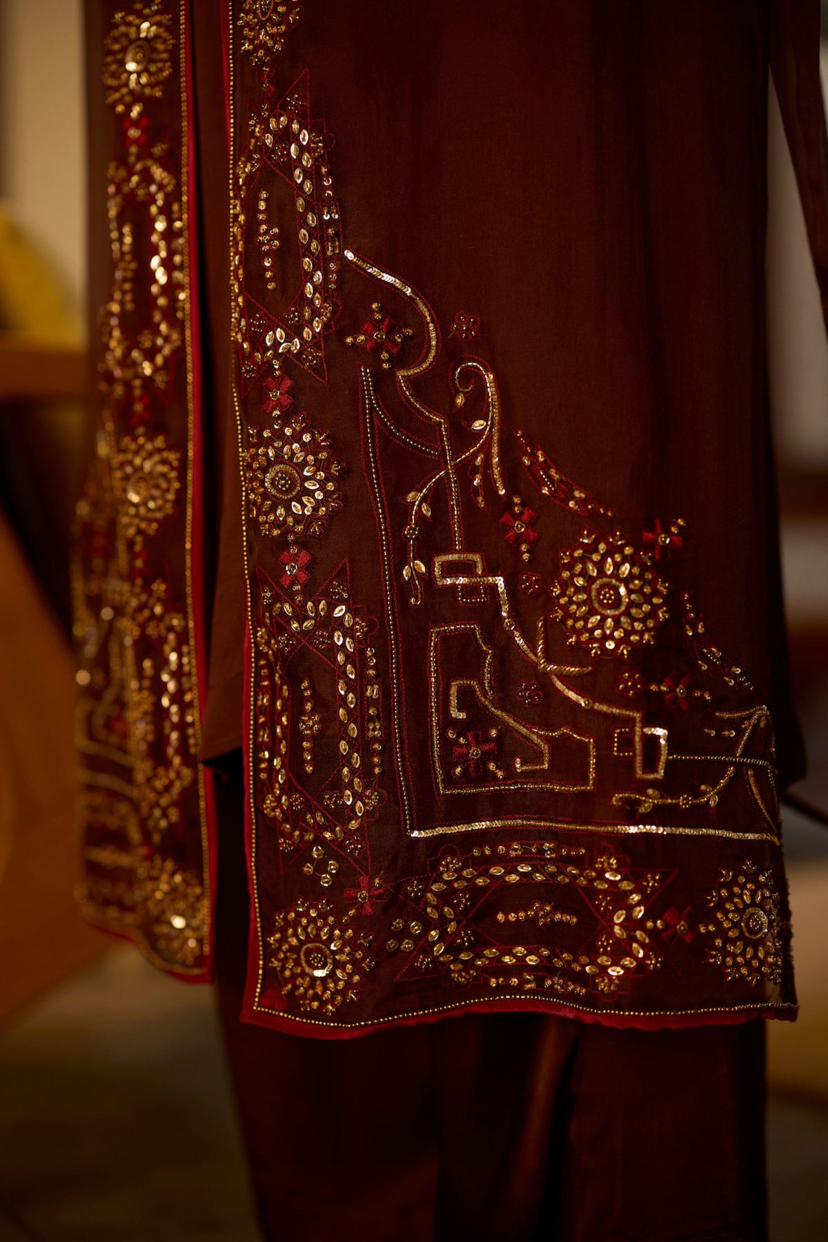 Brown Rawani Kurta Set