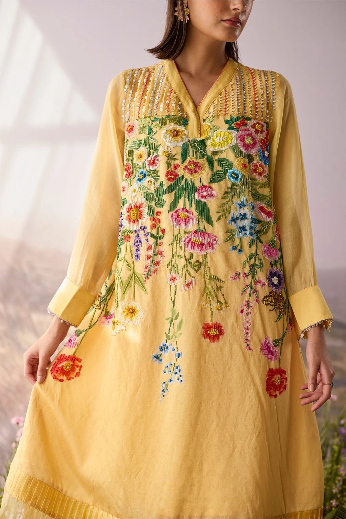 Sunray Floral Beaded Kurta