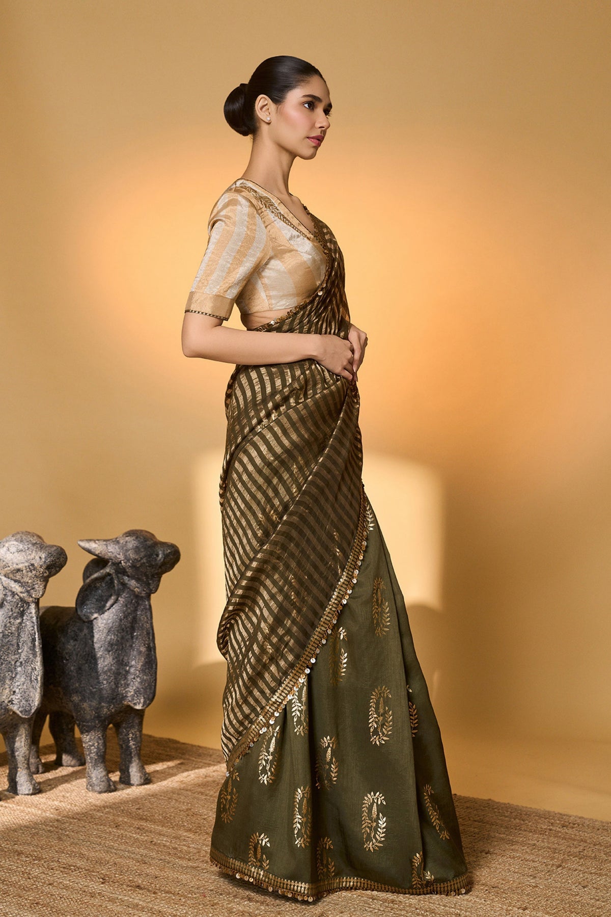 Plum Corncrest Gota Saree