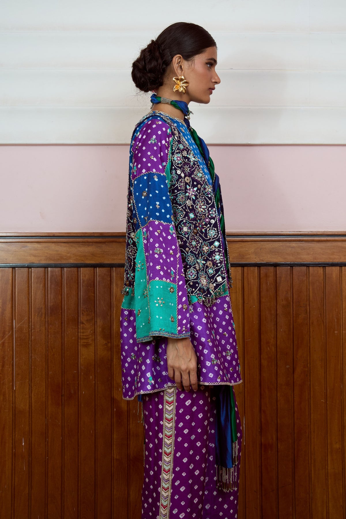 Nazariya Patchwork Bandhani Kurta Set