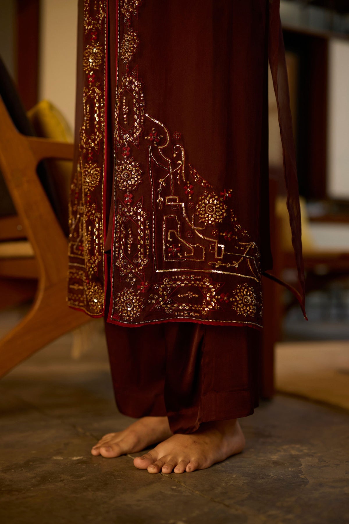 Brown Rawani Kurta Set