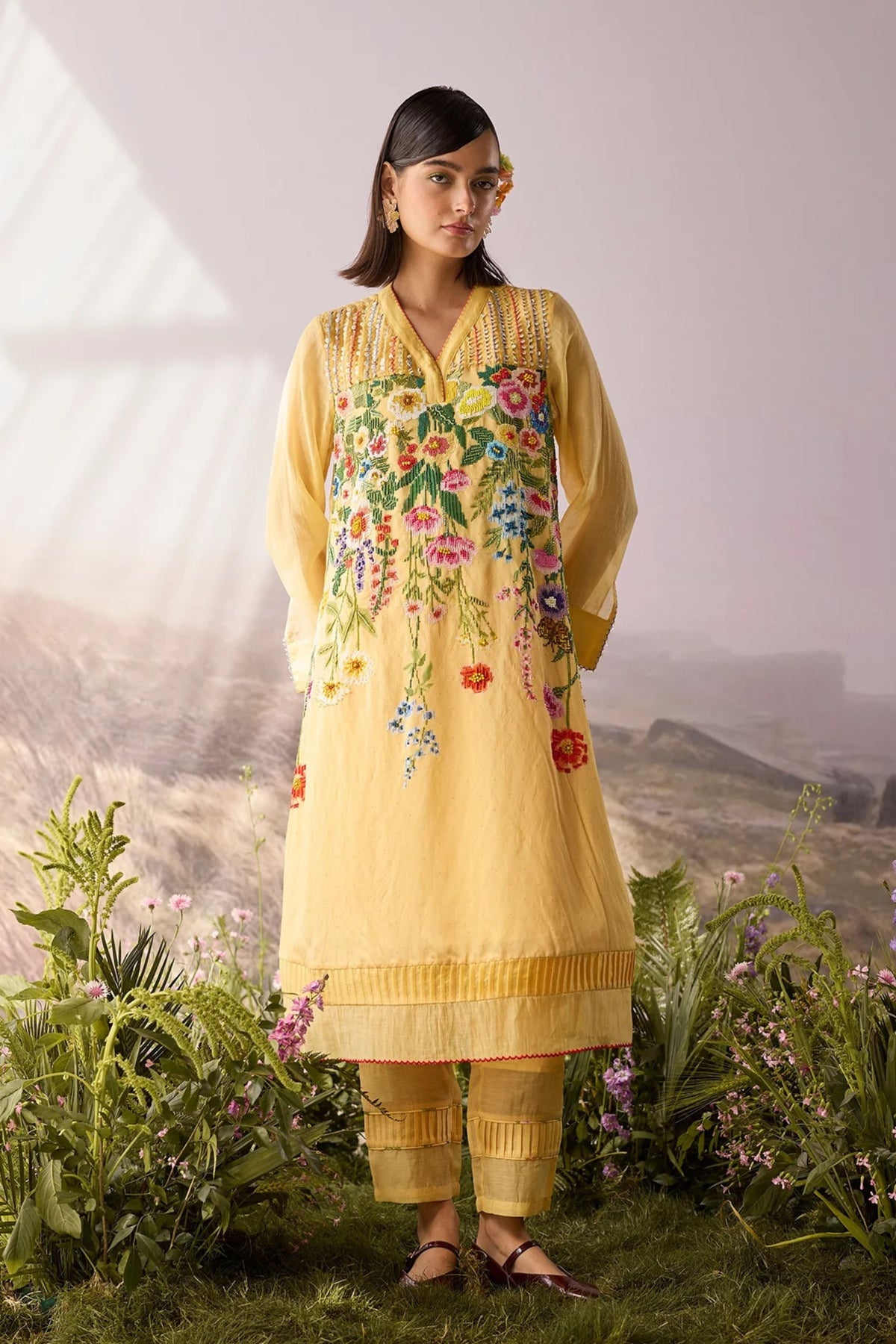 Sunray Floral Beaded Kurta