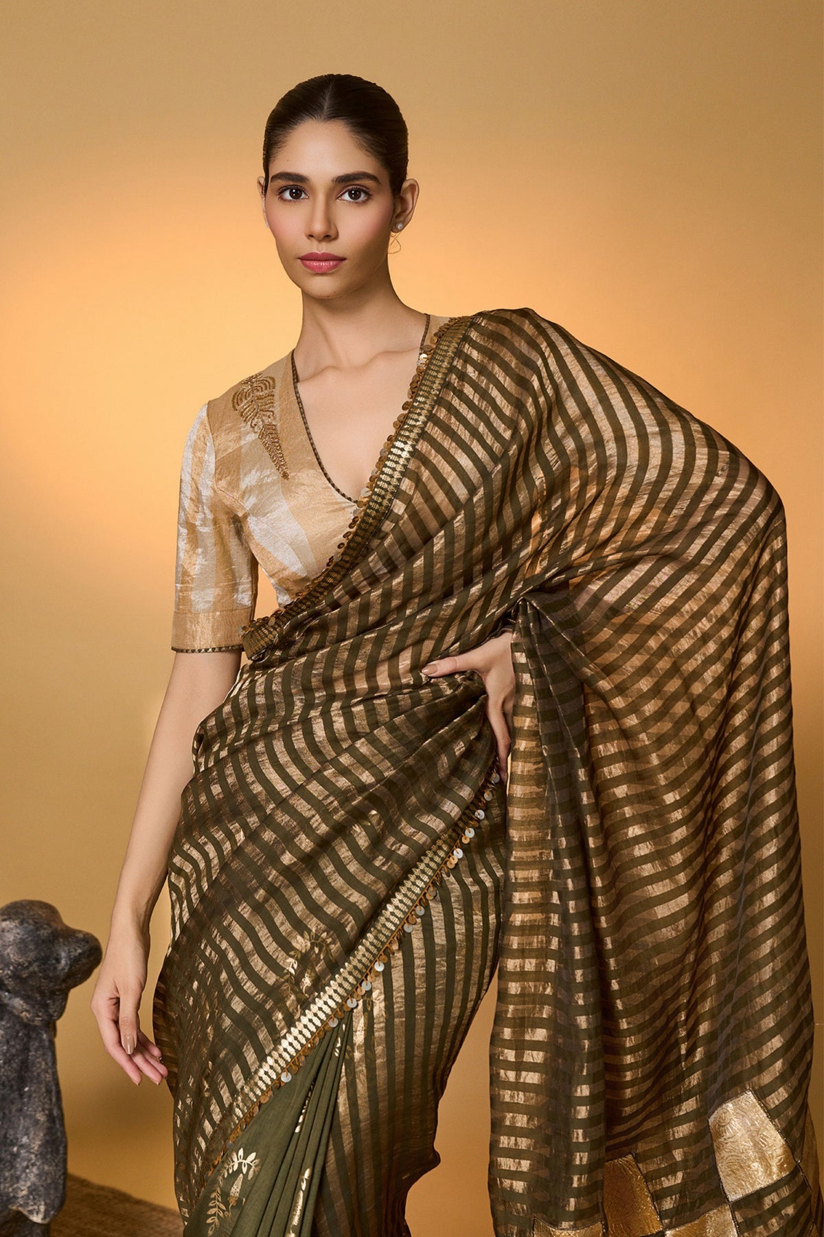 Plum Corncrest Gota Saree