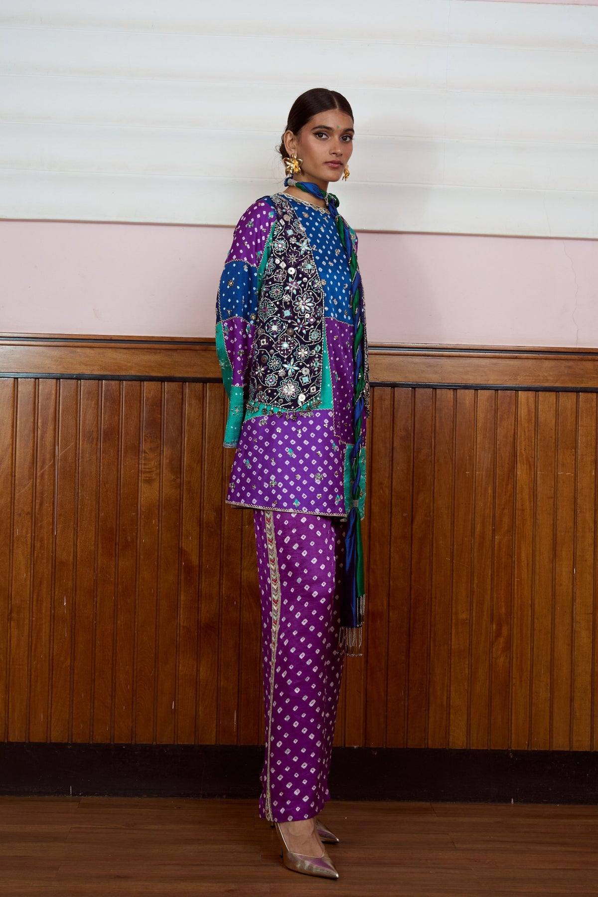 Nazariya Patchwork Bandhani Kurta Set