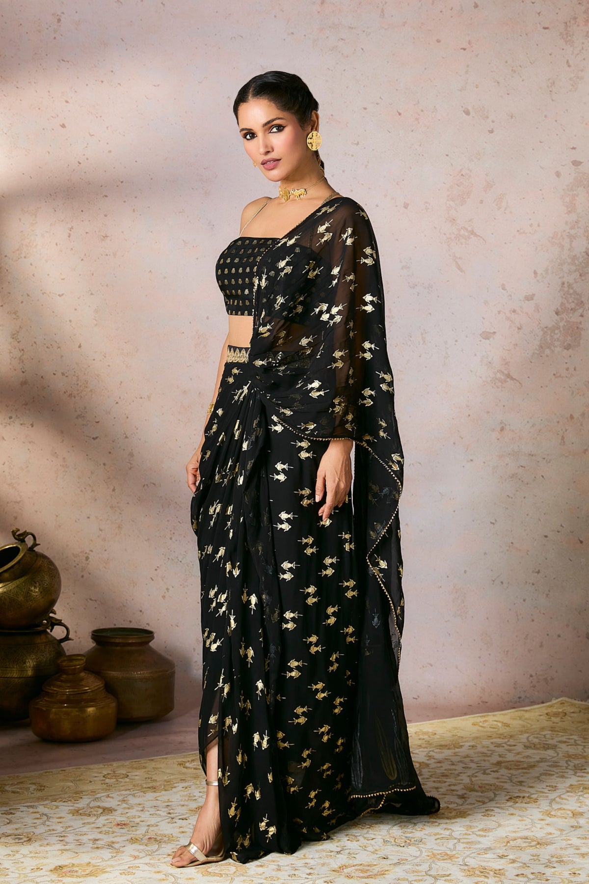 Black Mystic Drape Saree