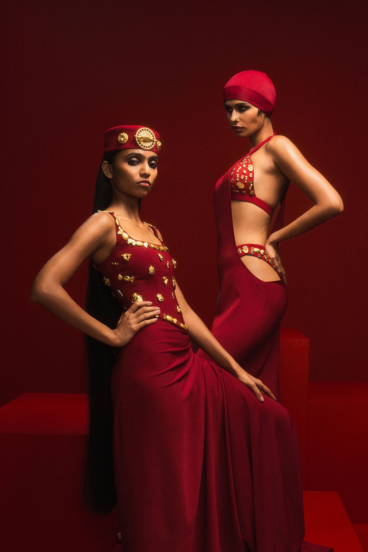 The Red Idgaf Dress With the Ruby Bra and Whip