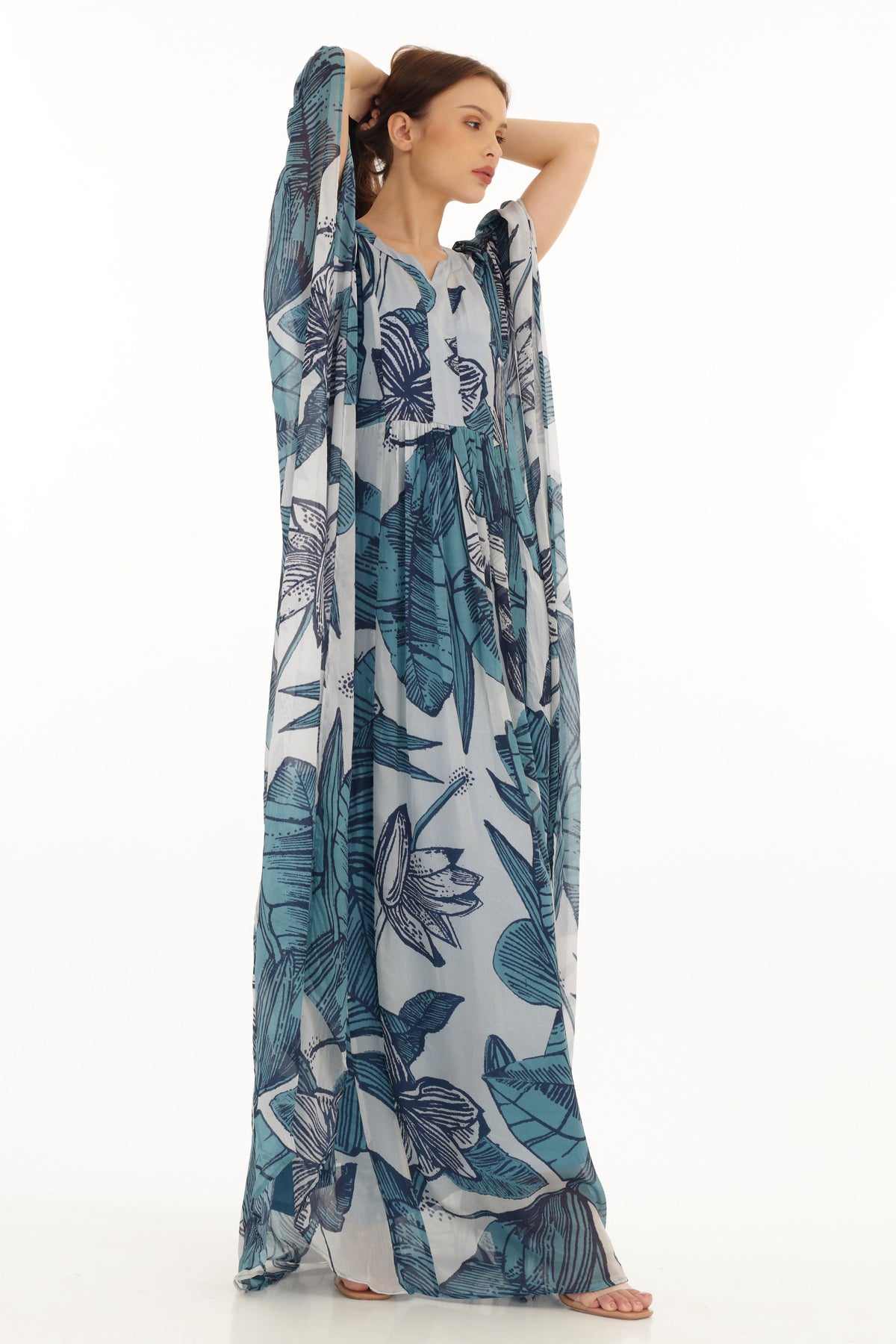 Blue and White Kaftan Dress