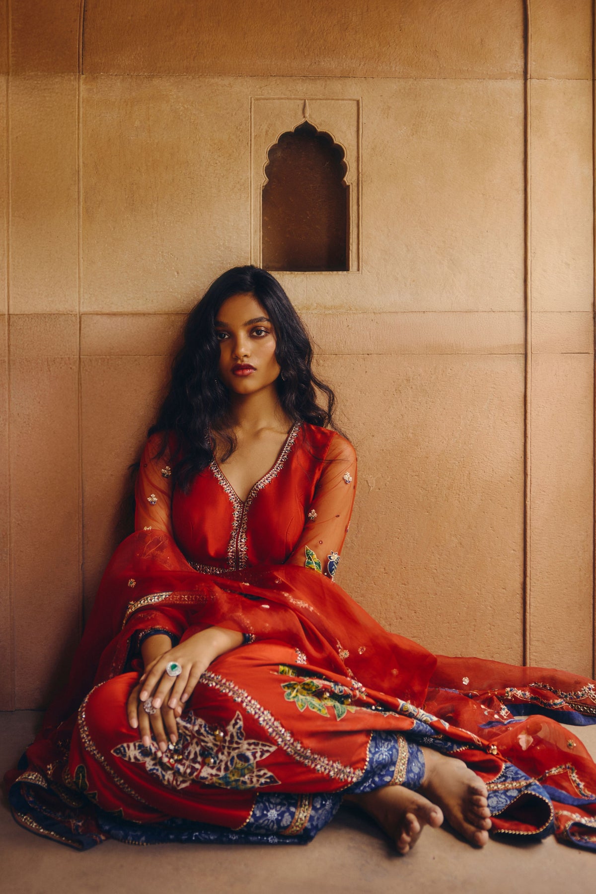 Crimson Symphony Anarkali