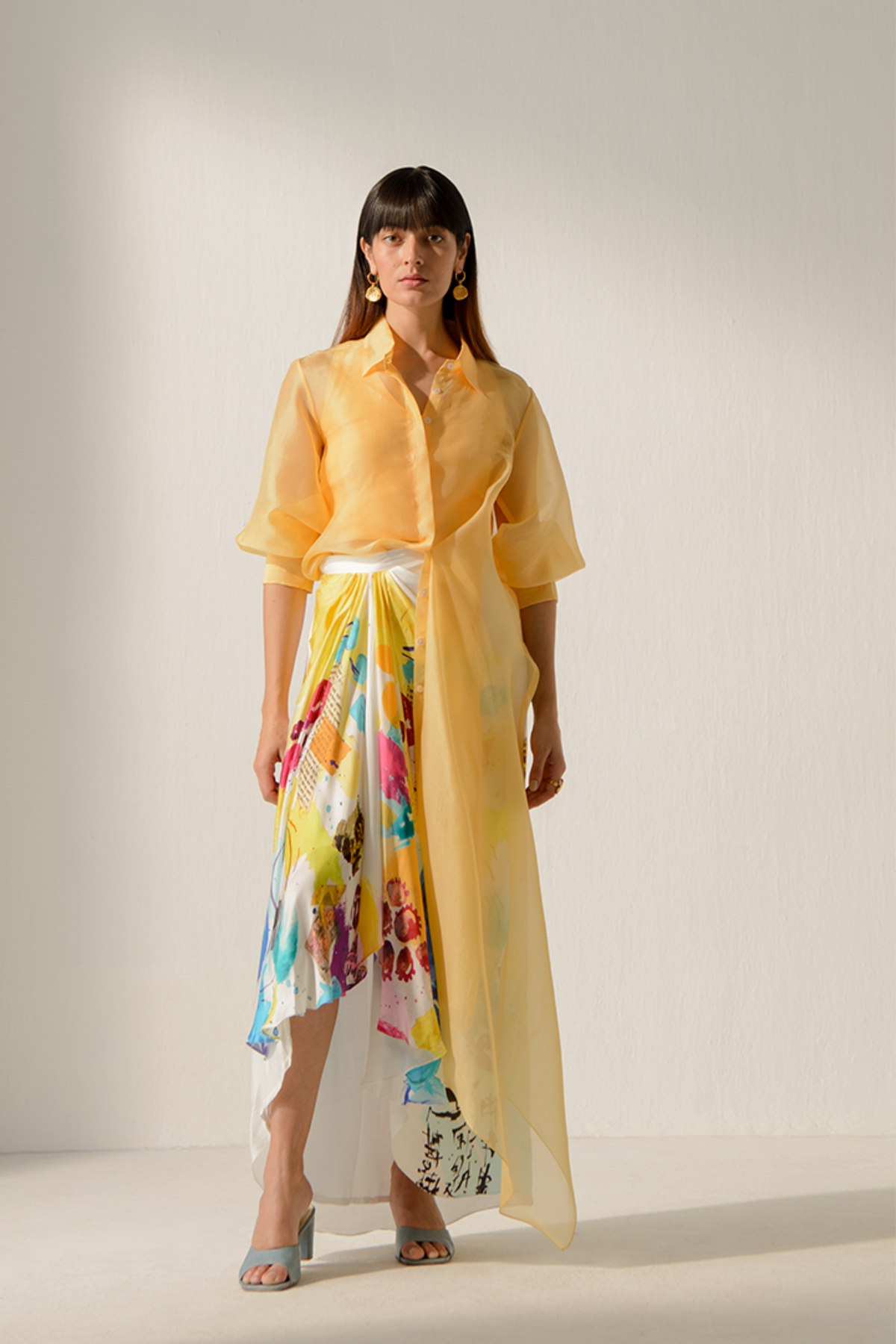 Draped shirt set
