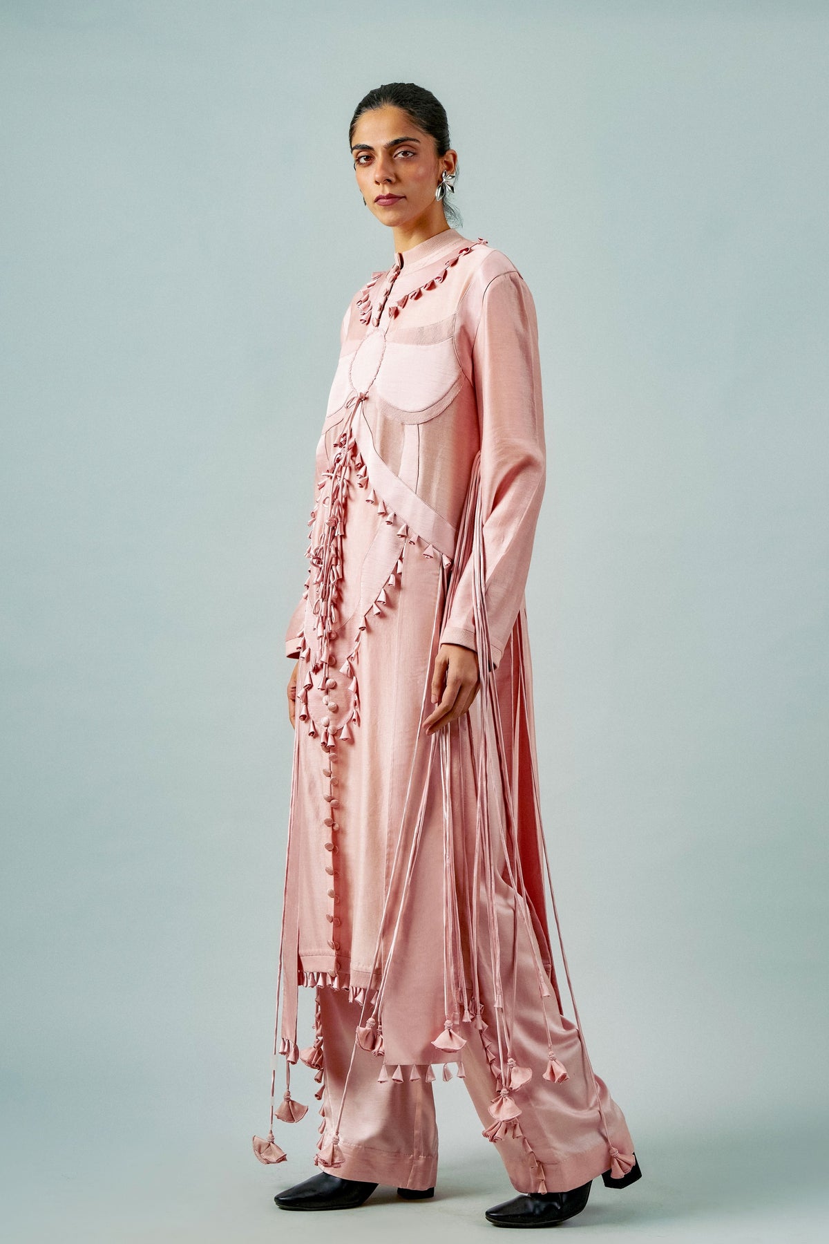 Pink Ornament Tassels Tunic Set