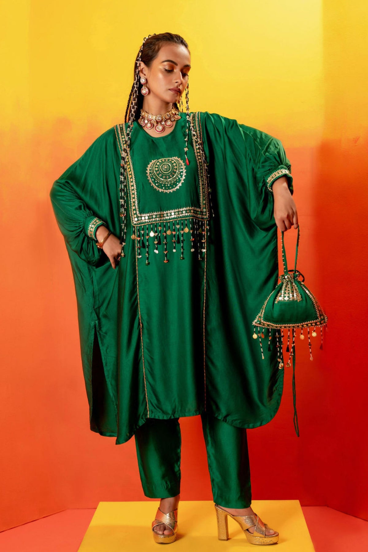 Vani Green Kaftan Set