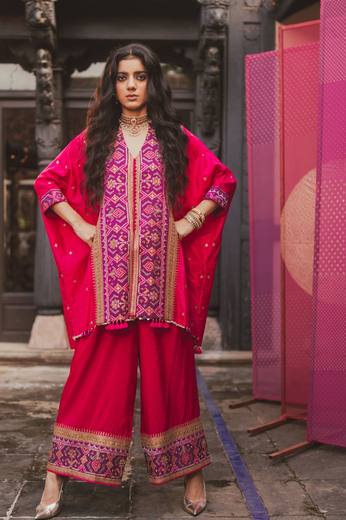 Vaishali Pink Kaftan Set