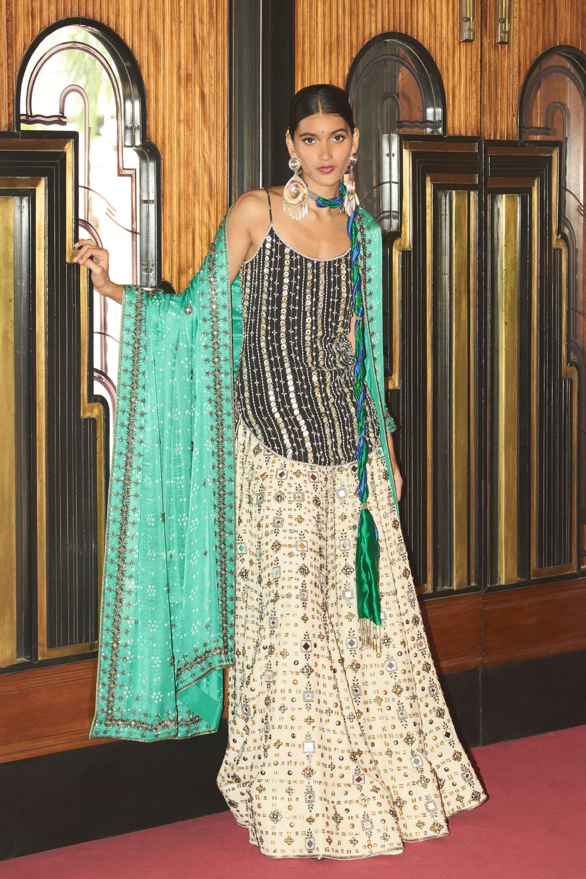 Madhubala Emerald Navy Lehenga Set