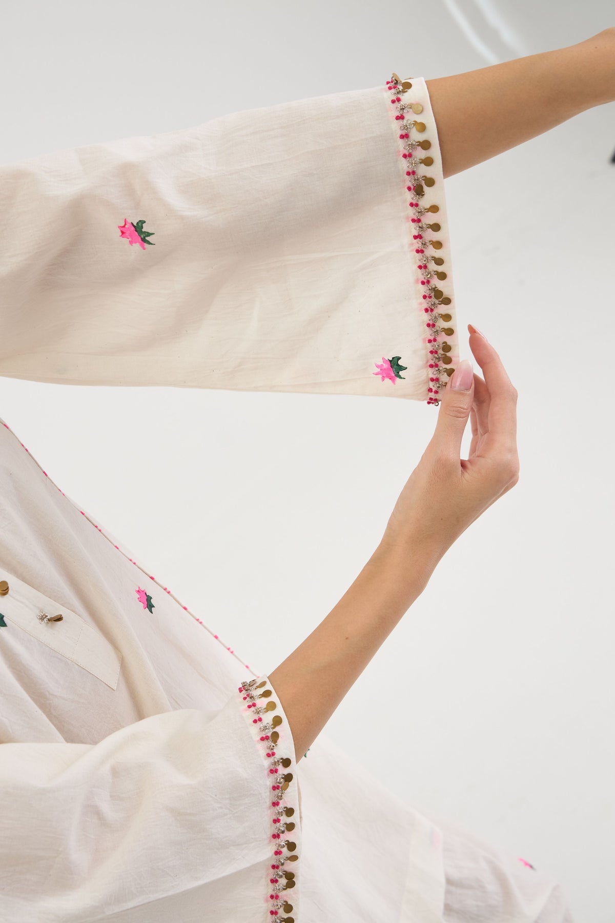 Neon Pink Lotus Kurta Set