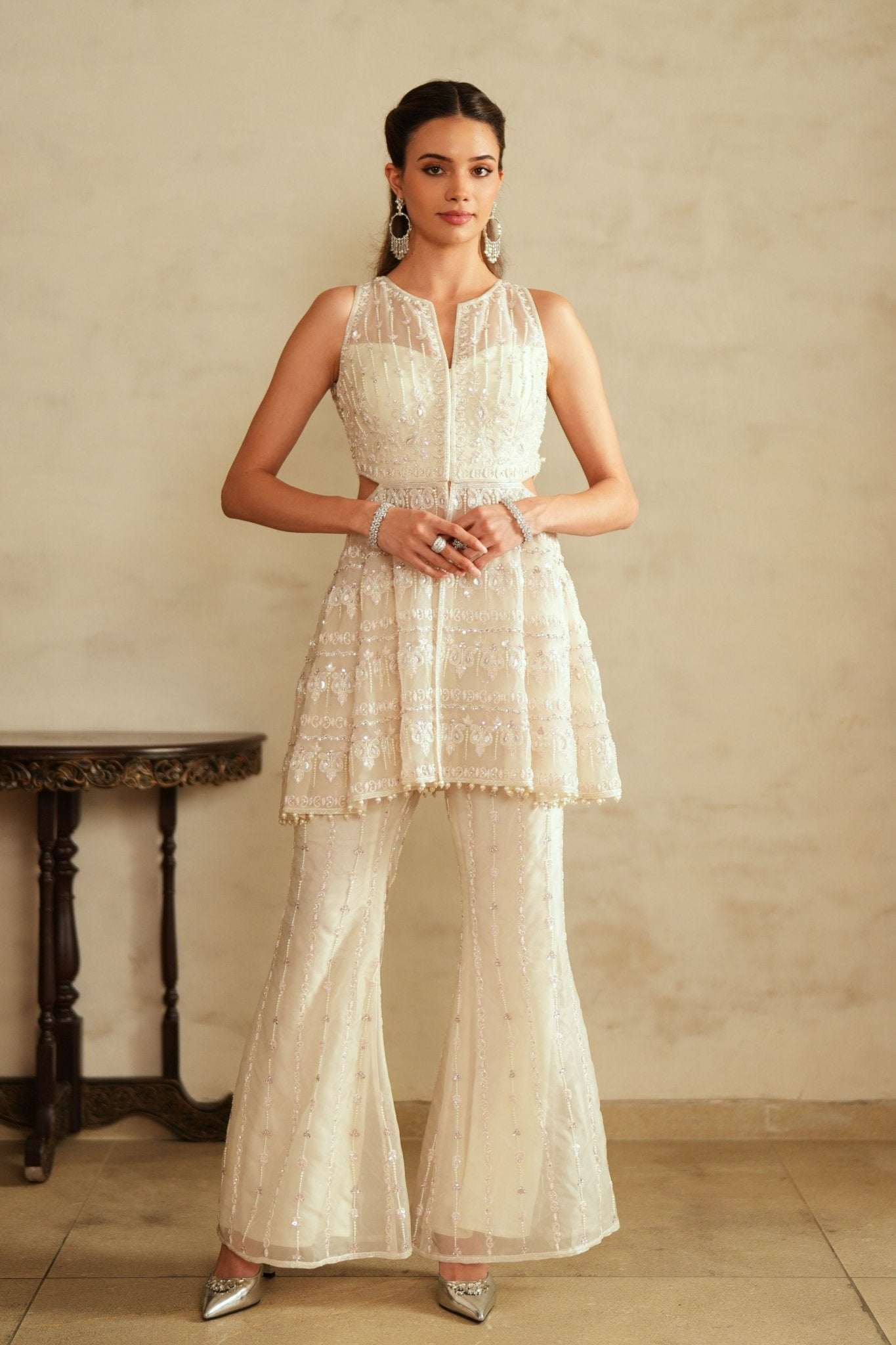 Ivory Sharara Set - Saisha By Charu Arora - Elahe