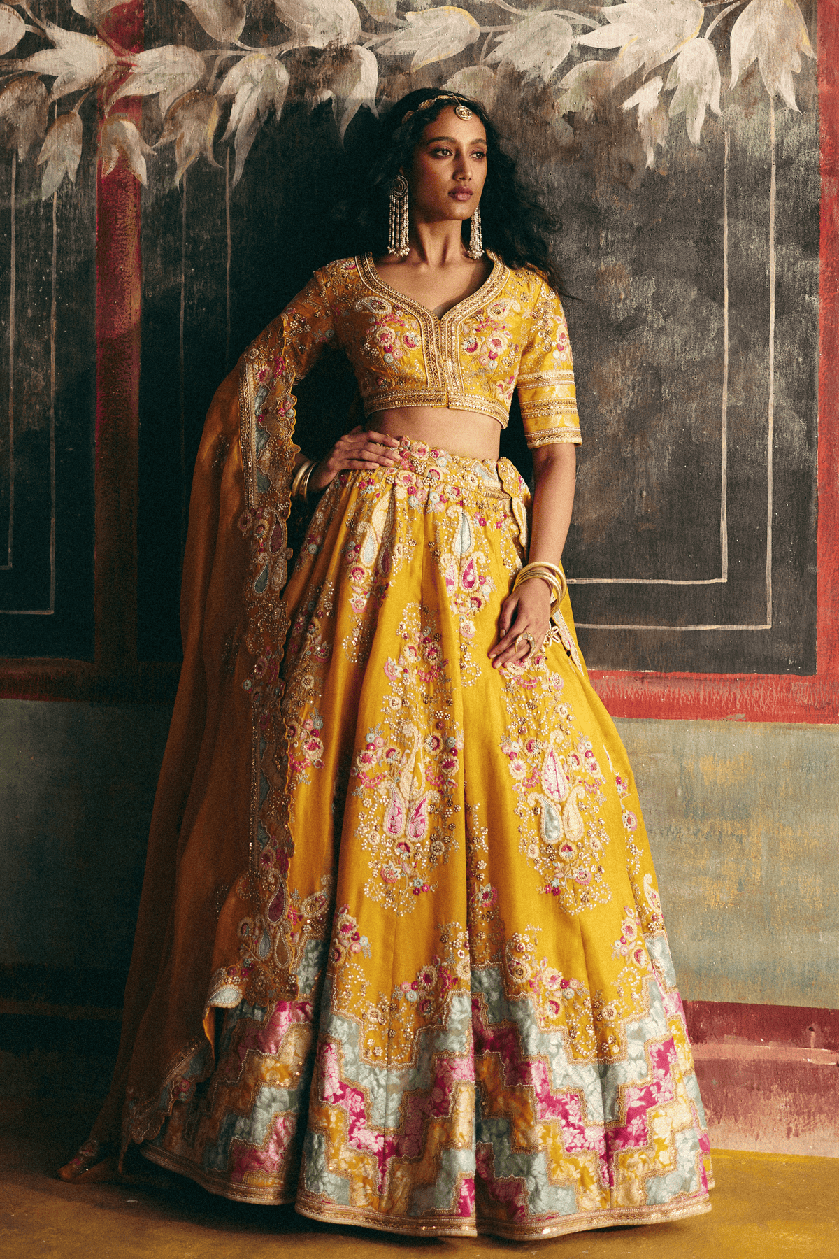 Mustard Lehenga Set