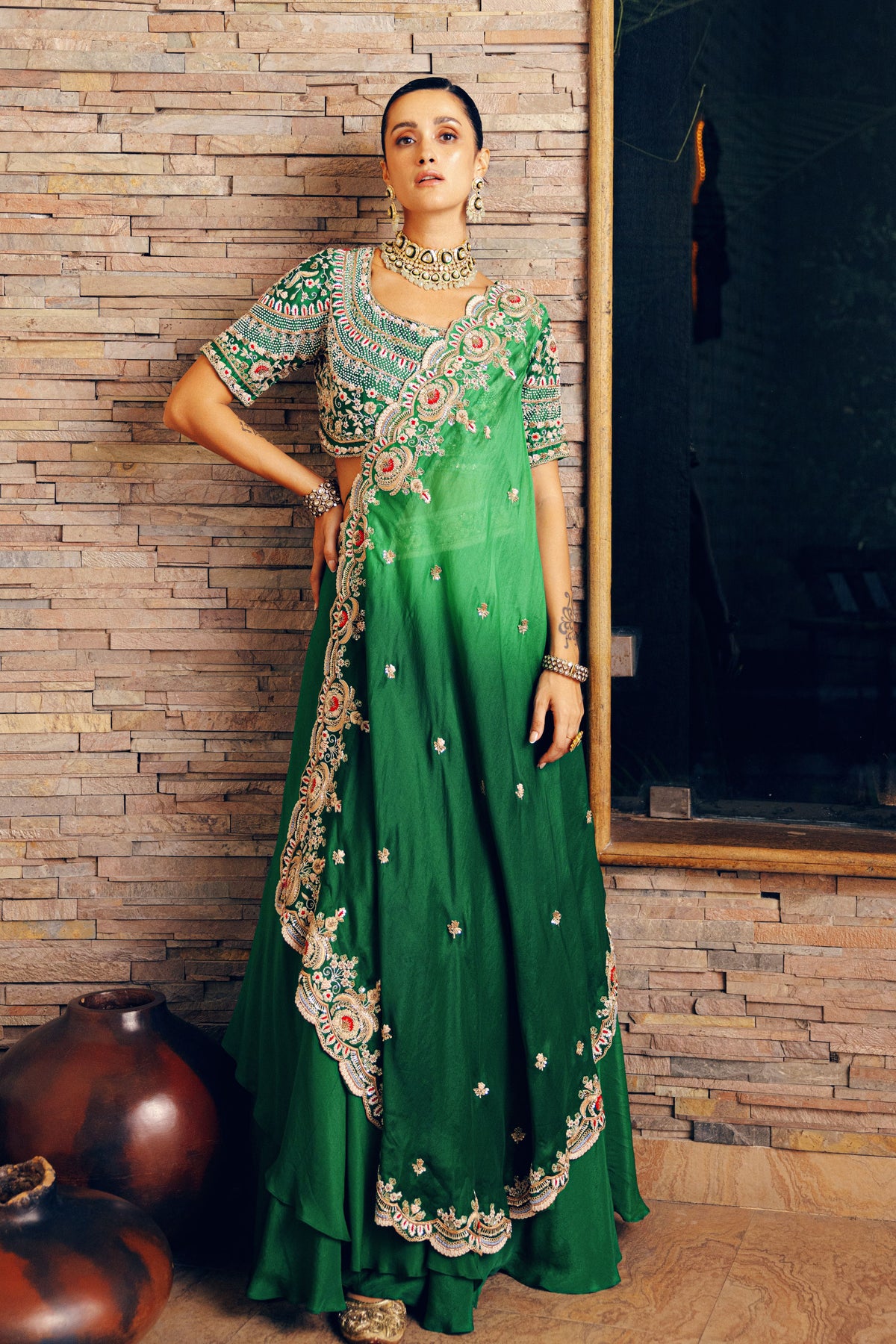 Emerald Green Lehenga Set