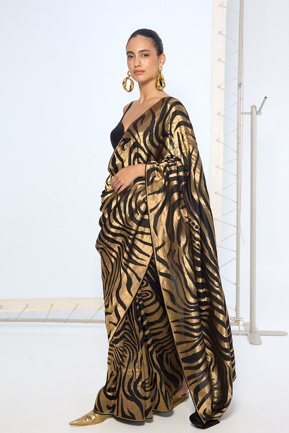Black and Gold Handwoven Saree