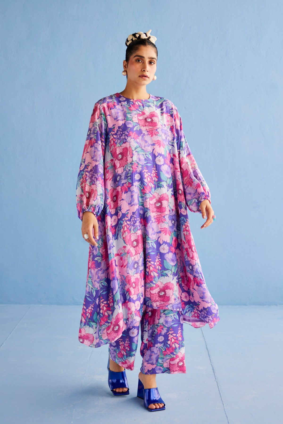 Purple A Line Kurta Set