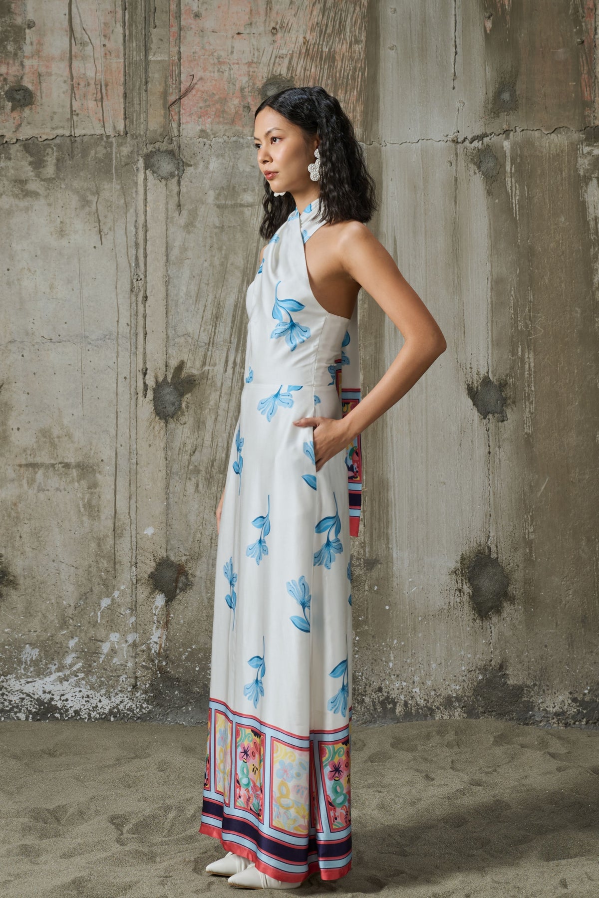 Blooming Edge Halter Dress