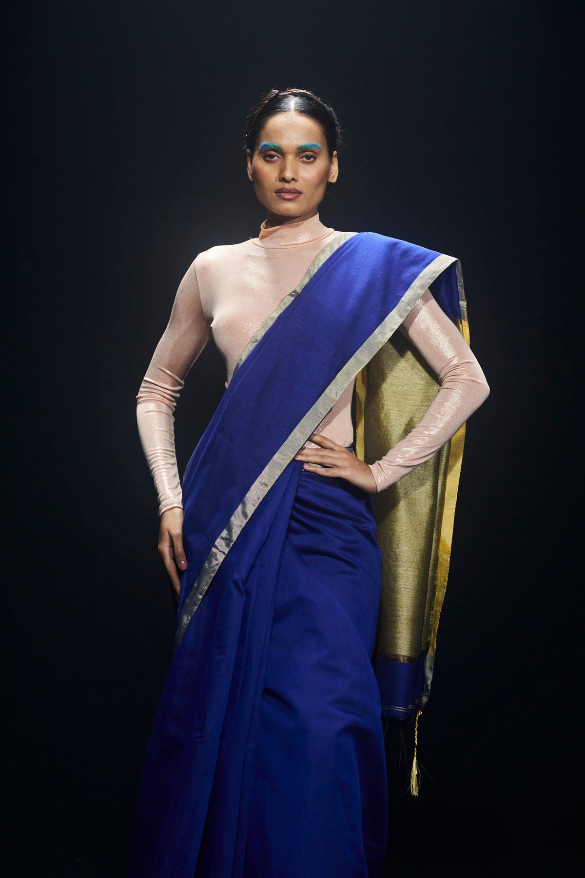 Blue Cotton Silk Saree