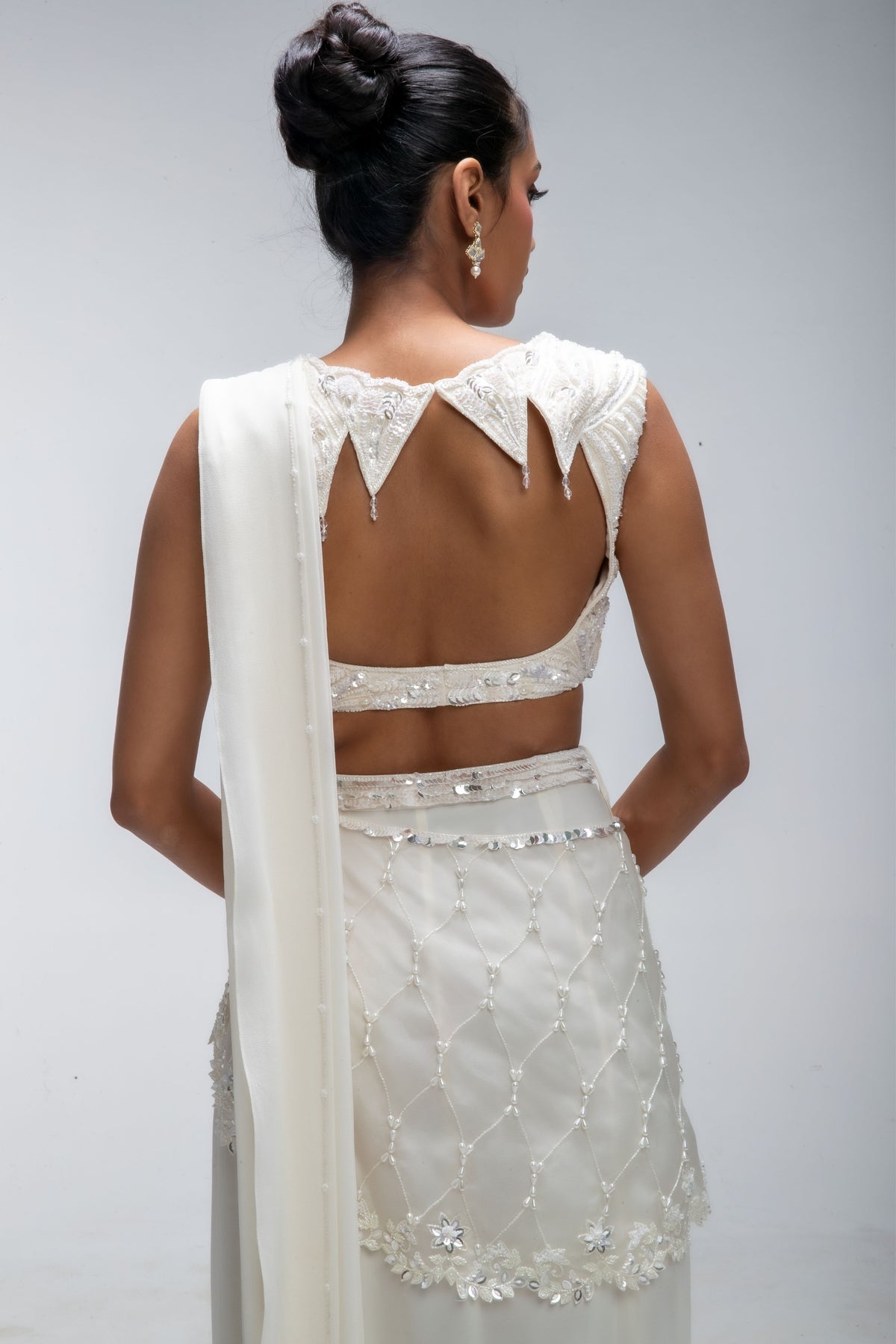 Ivory Illume Cascade Saree