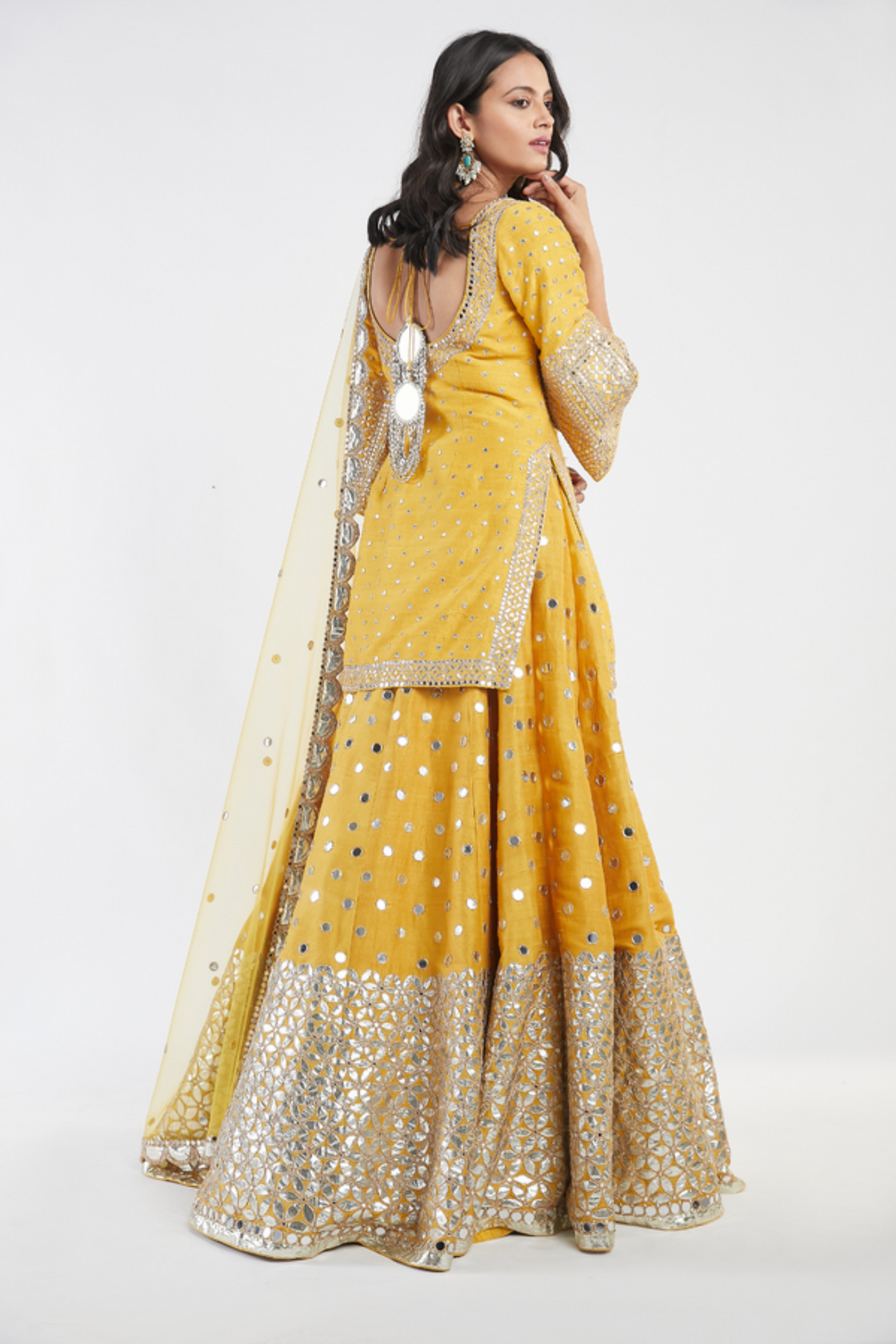 Yellow embroidered lehenga set