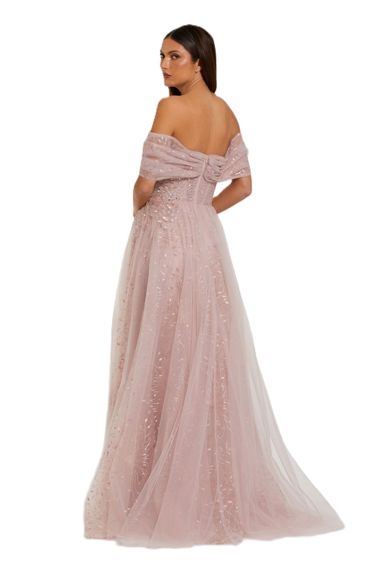 Pink Tulle Off the Shoulder Ball Gown