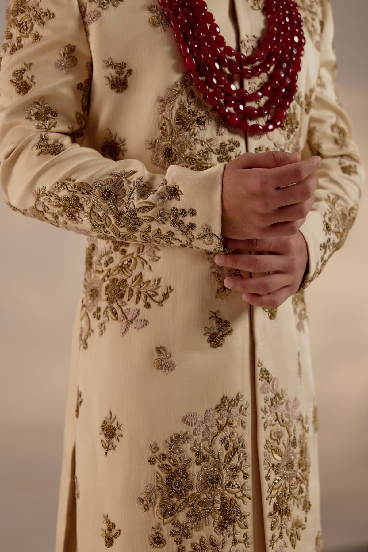 Frosted Almond Sherwani Set