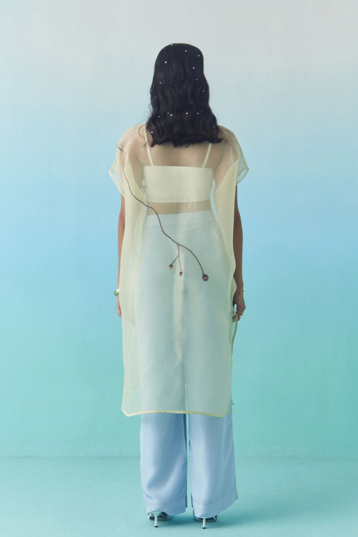 Sky Silk Bootcut Trousers