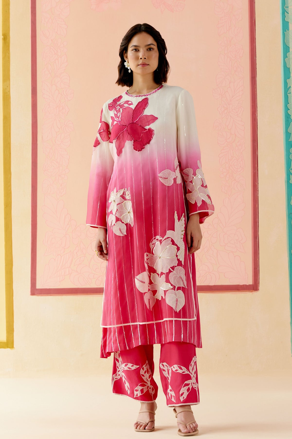 Hot Pink Applique Kurta Set