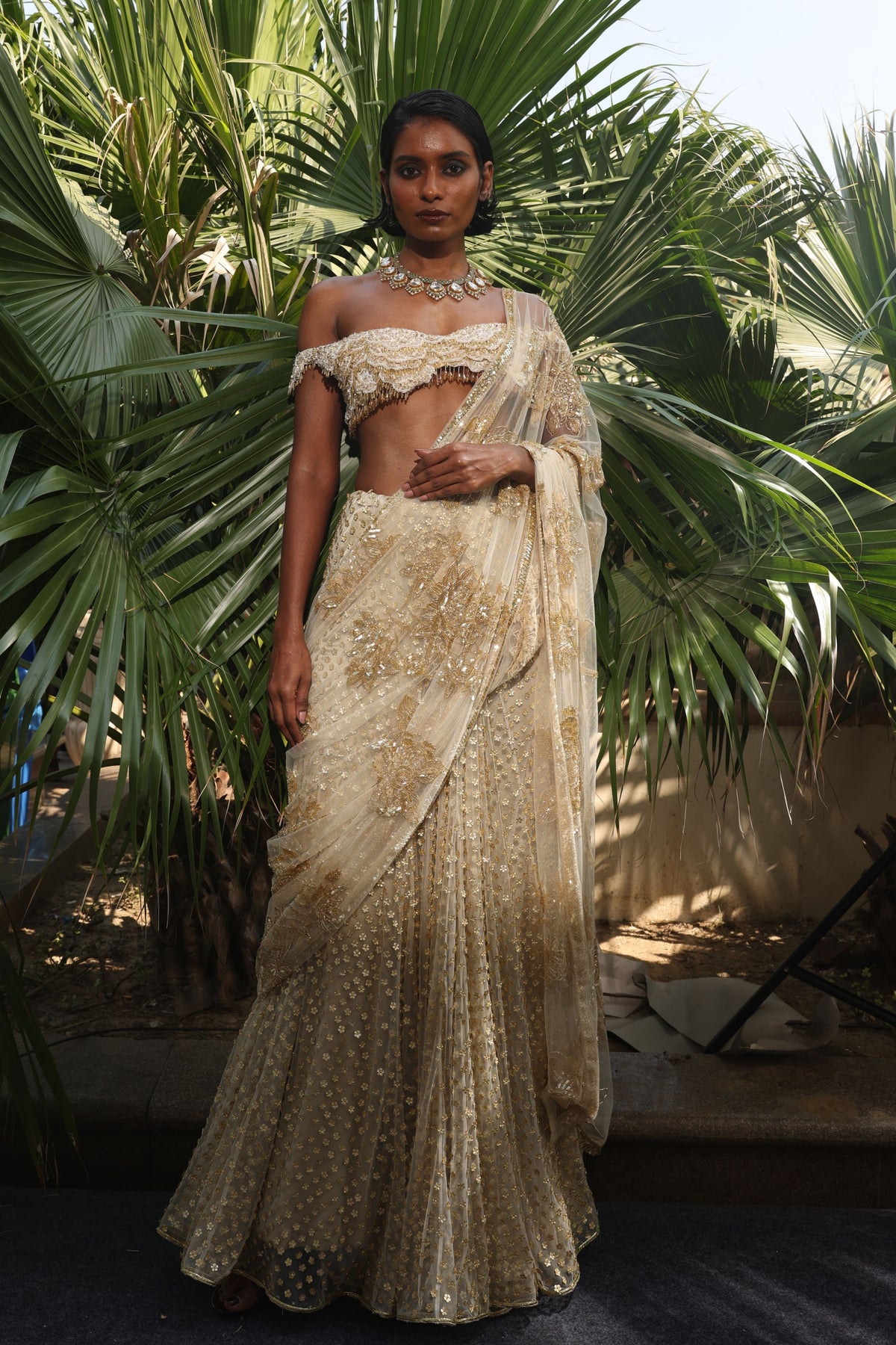 Sitara Palam Lehenga Saree Set