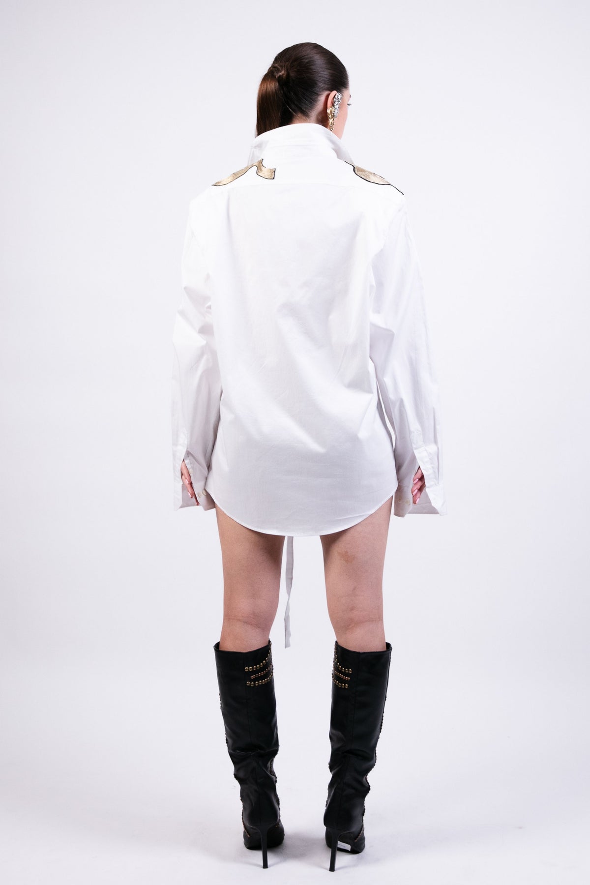 Highlighted Shoulder White Dress