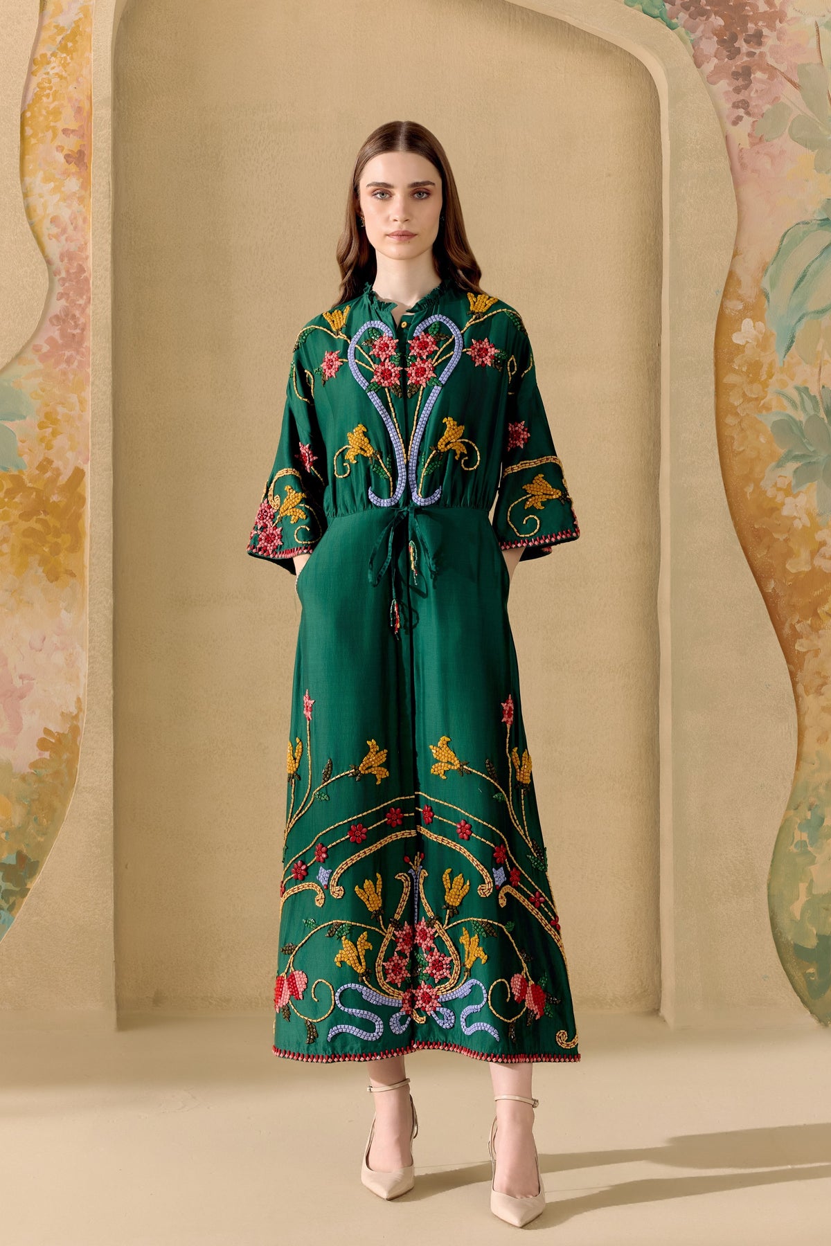 Emerald Green Mosaic Shirt Dress