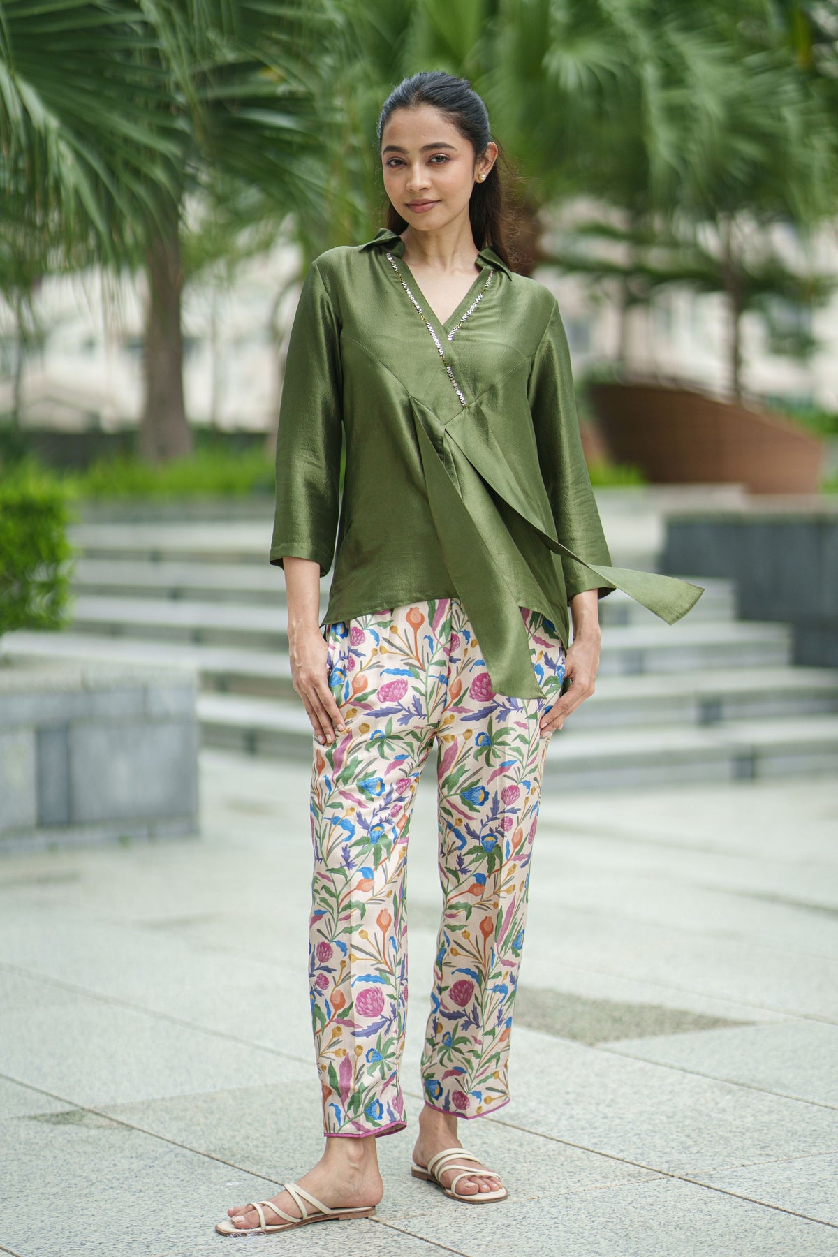 Tie Olive Co-ord Set