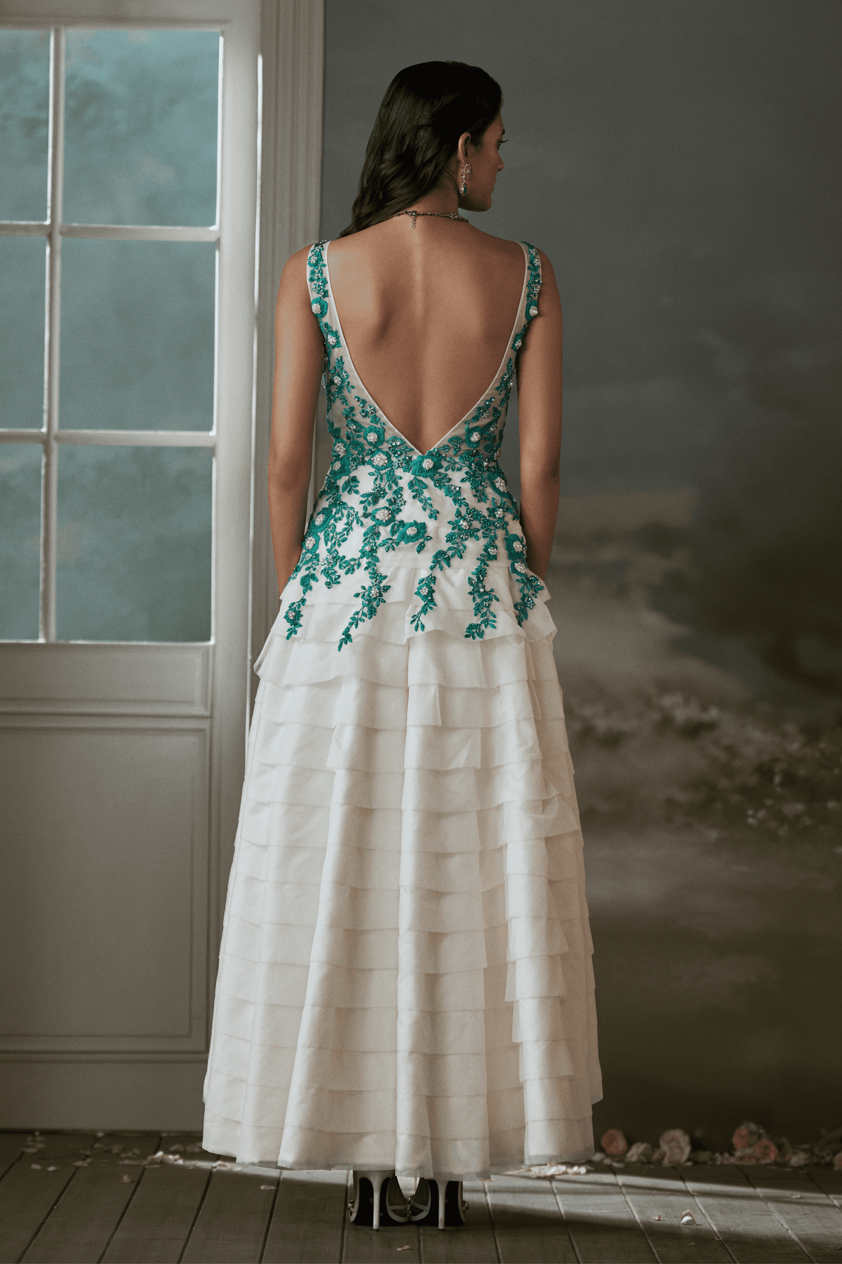 Ivory Organza Layered Dress