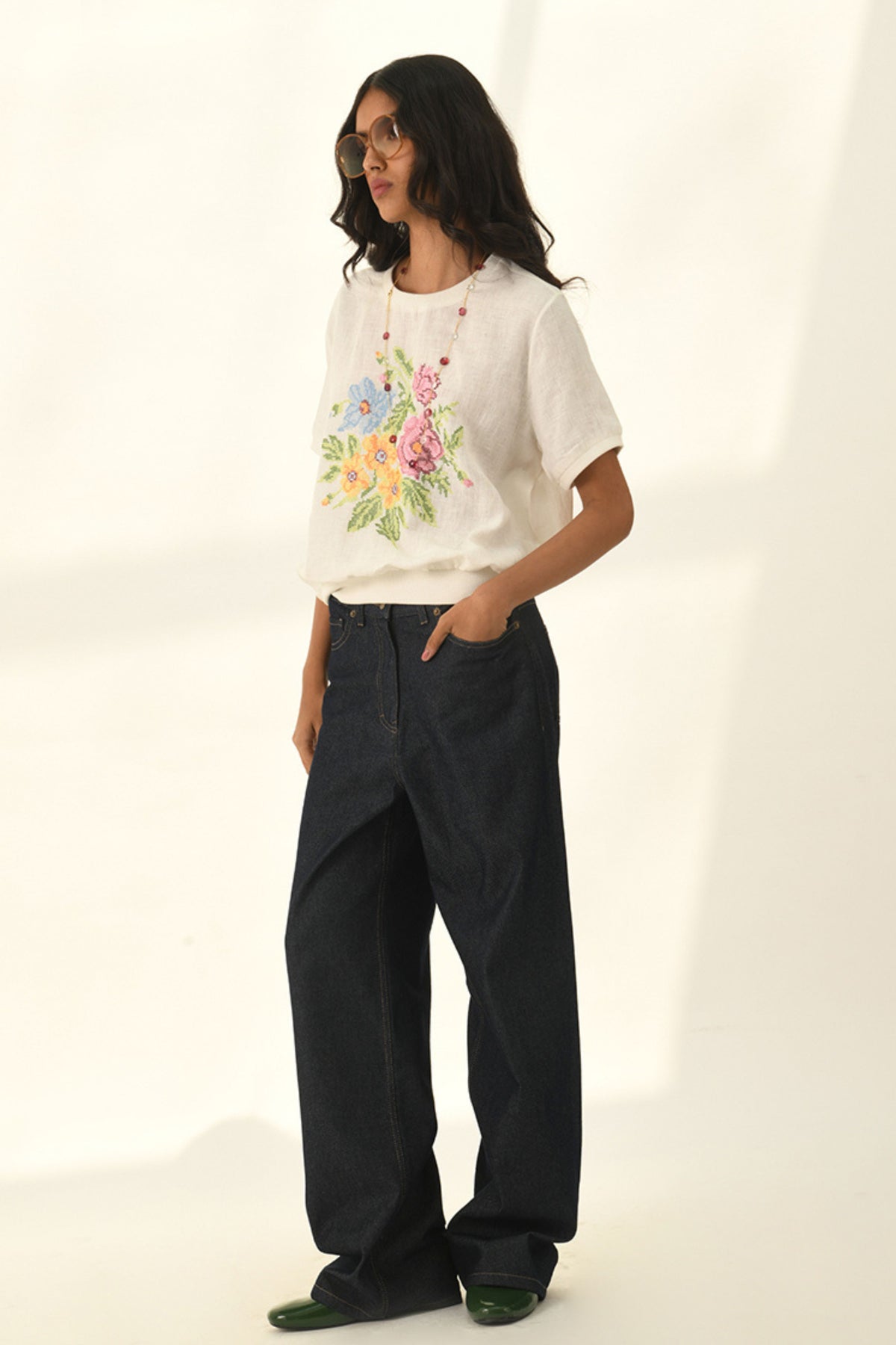 White Ekstase Embroidered Top