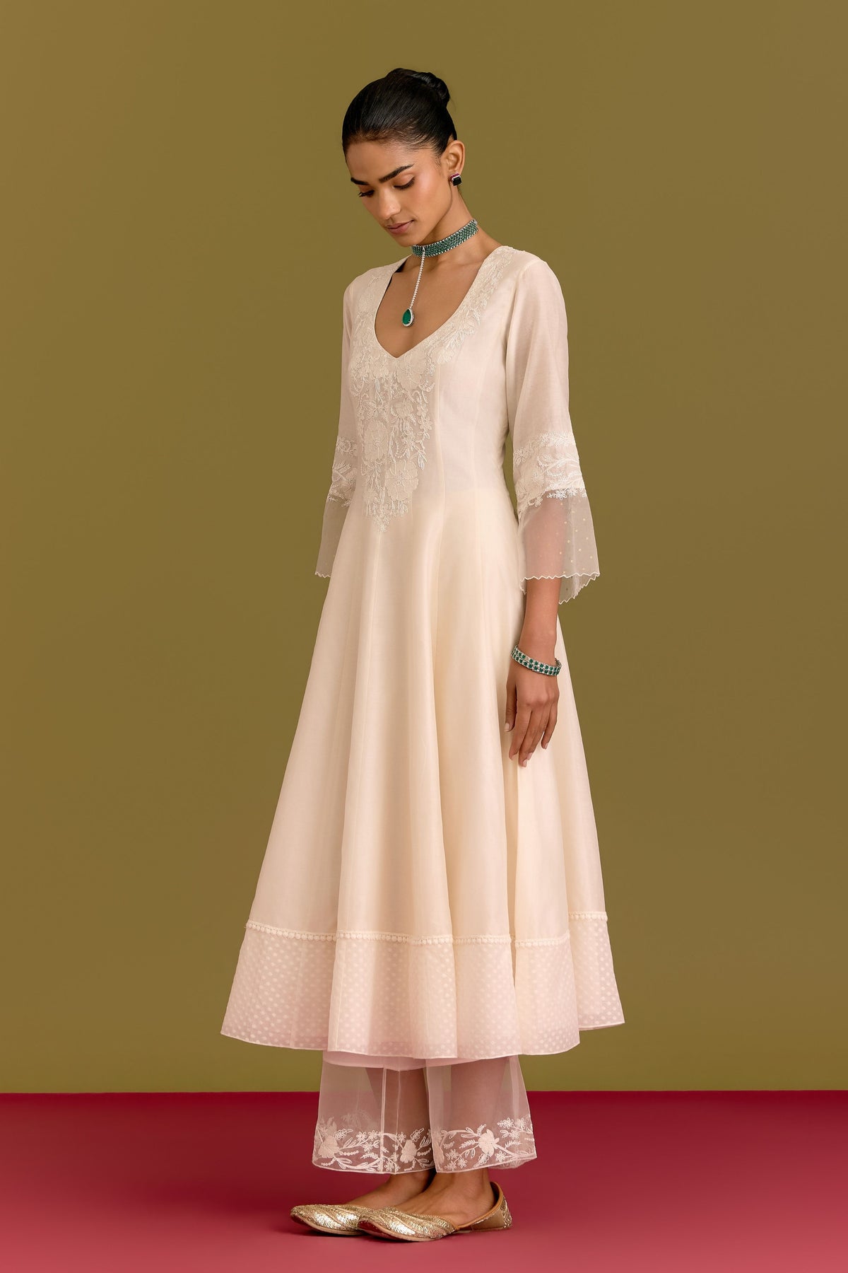 Ivory Anarkali Set