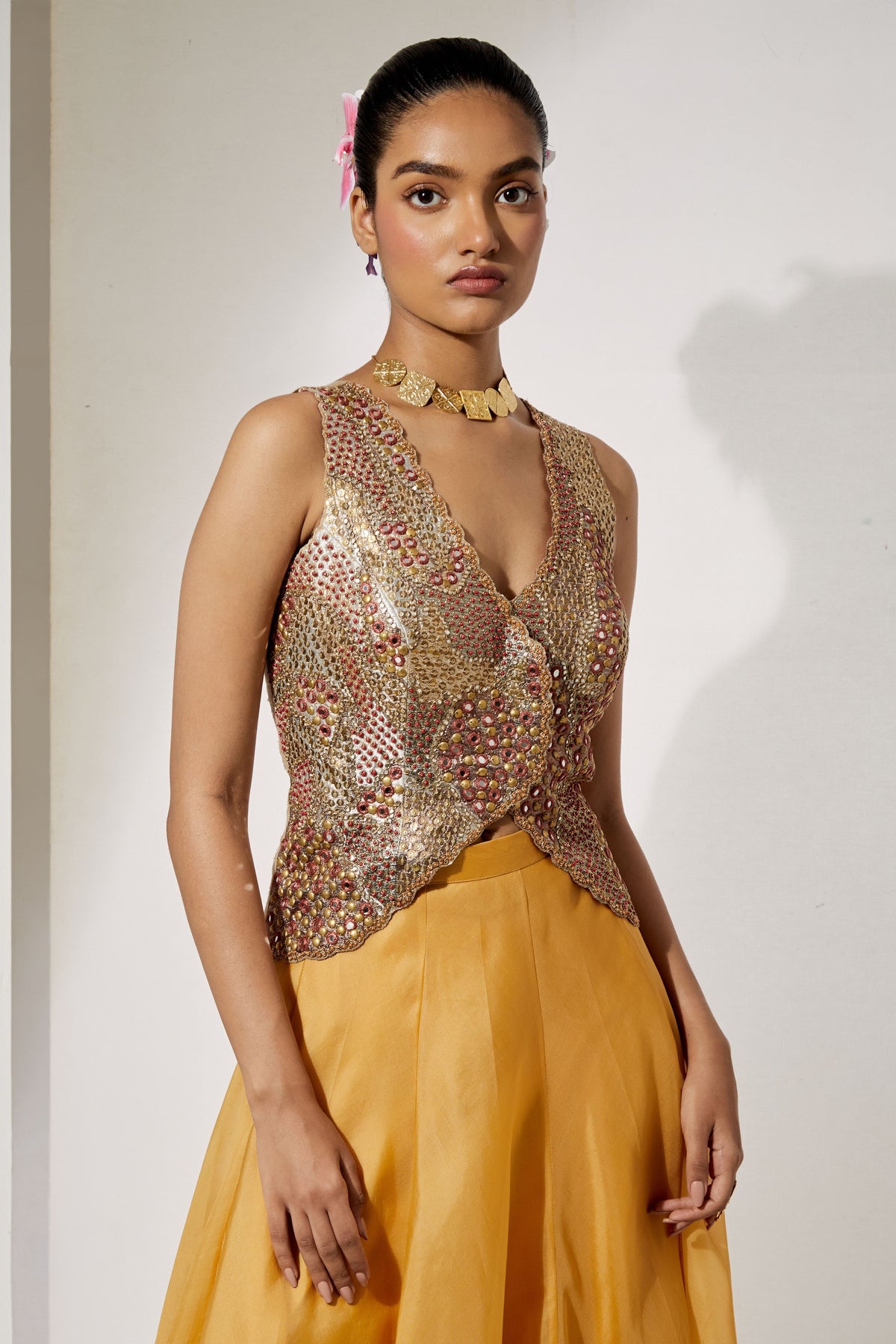 Mustard Gold Skirt Set