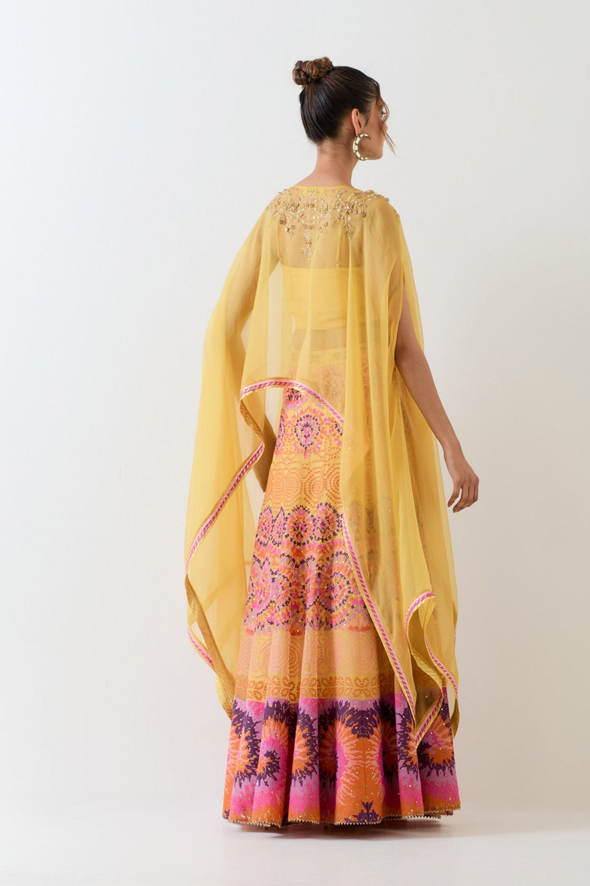 Organza Hand Embellished Cape Set