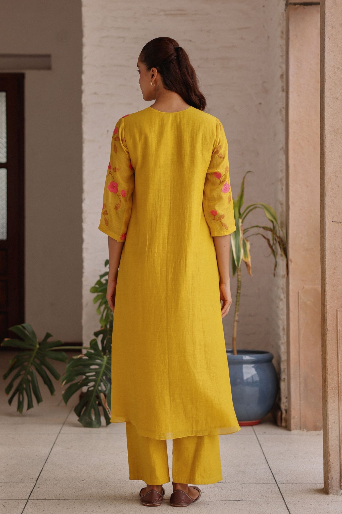 Canary Bloom Embroidered  Tunic Set