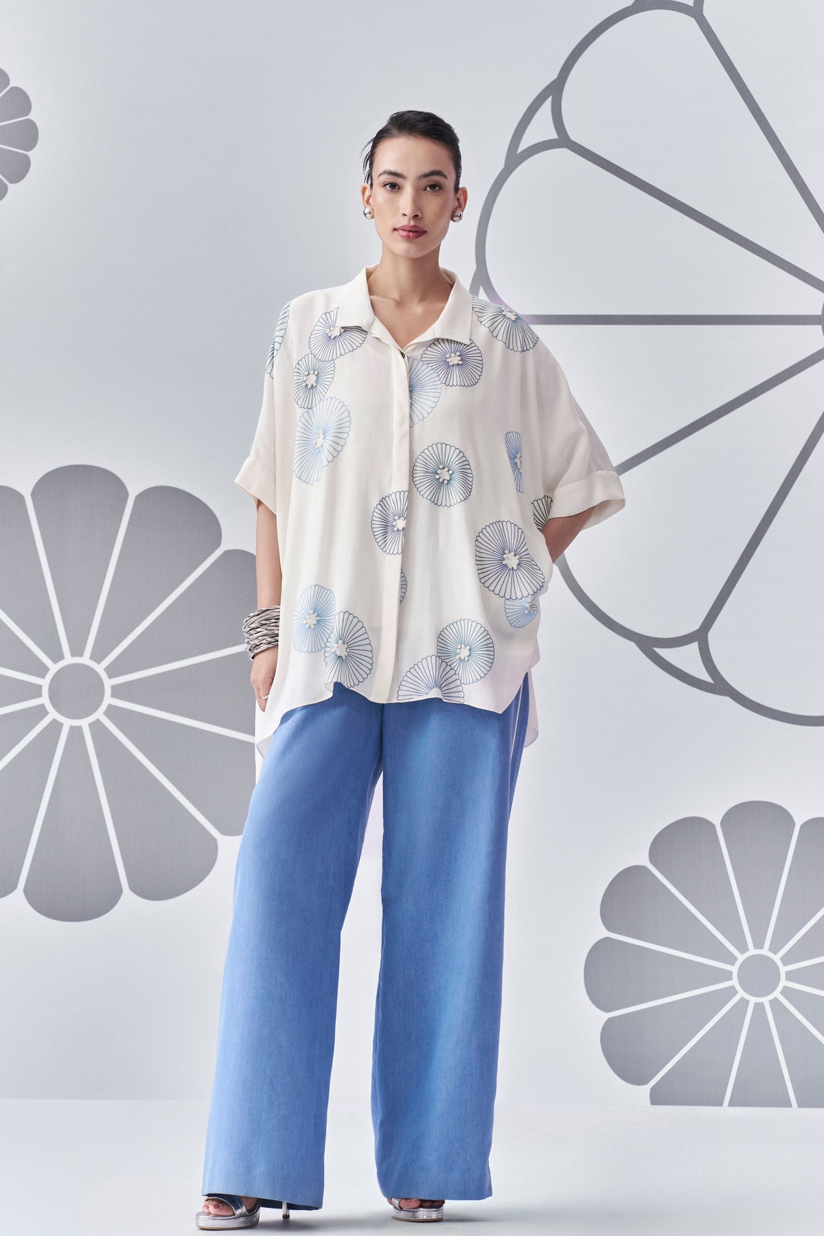 Ivory With Blue Co-ord Set