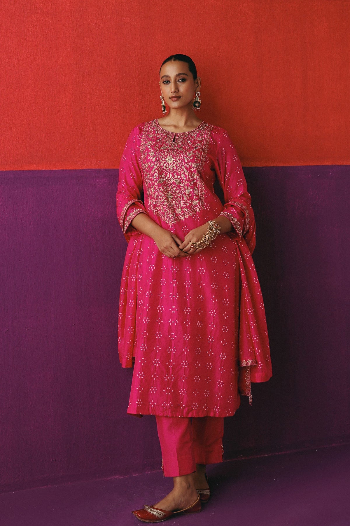Flower Bandhani Kurta Set