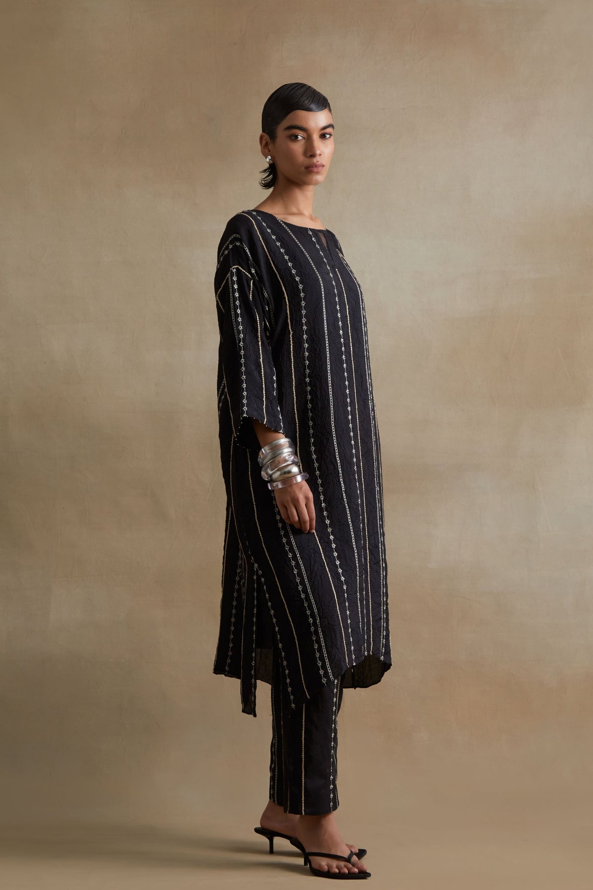 Black  Beaded Embroidered Kurta Set