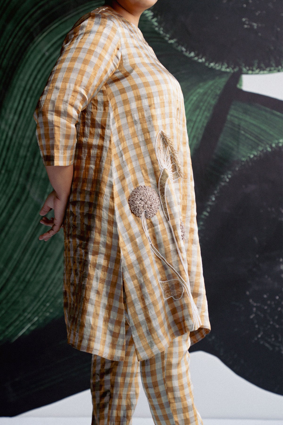 Gold Check Tunic With Pants