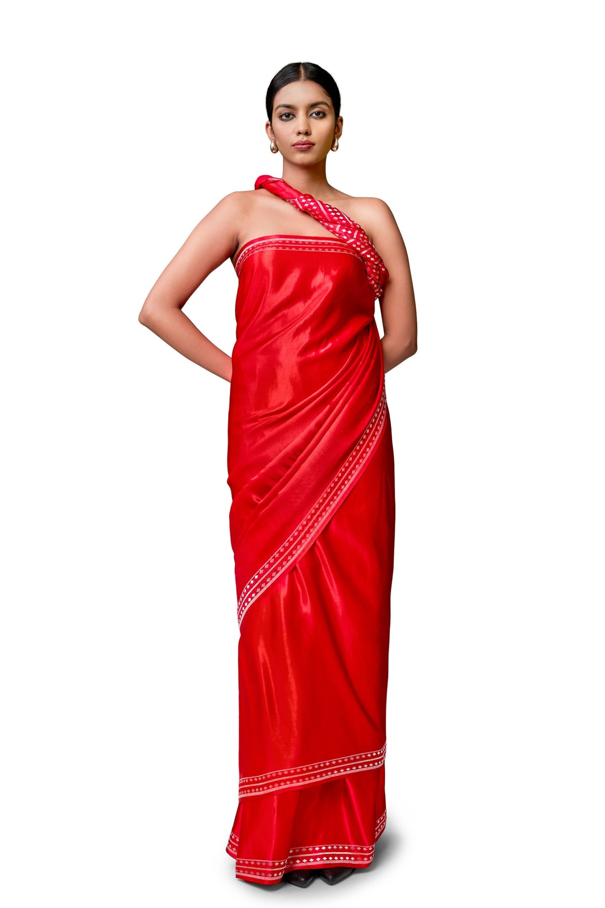 Red Gajji Satin Saree
