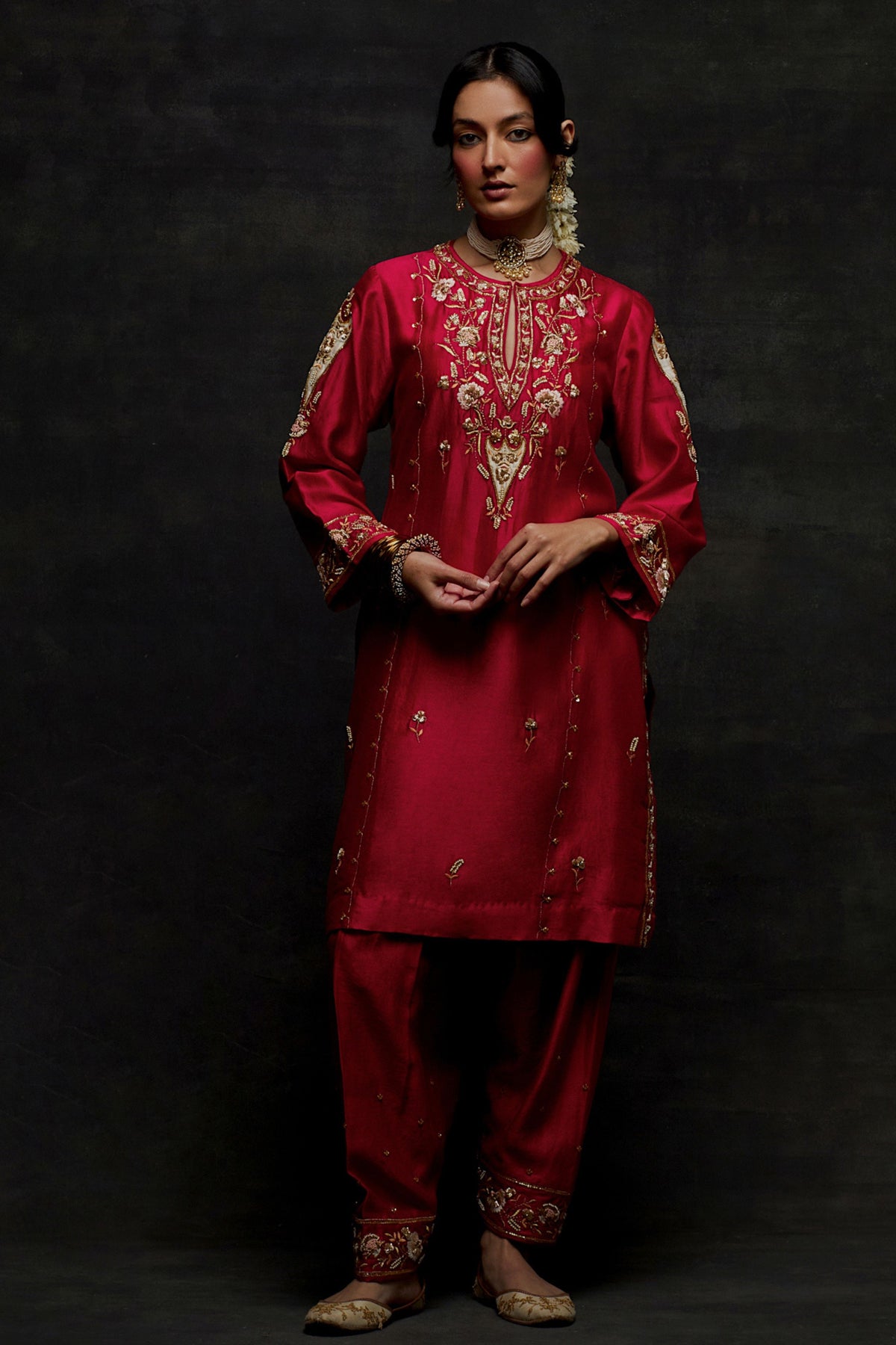 Red Short Kurta Set